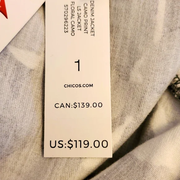 Chico's Camo Floral Print Denim-Style Jacket — Chico's Size 1 — US Size M/8 NWT - Picture 10 of 12